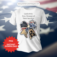 Load image into Gallery viewer, DIGITAL DOWNLOAD - Coquette American PNG, Honor the Brave PNG, Memorial Day Coquette Bow Png