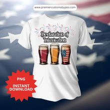 Load image into Gallery viewer, DIGITAL DOWNLOAD - &quot;Declaration of Intoxication&quot; Red White and Brew Fireworks Funny Beer PNG