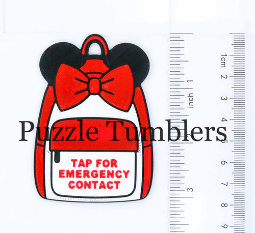 Bow & Ears: Emergency Contact Backpack Tag with NFC Chip – 3D Printed Safety Tag (Shipping in 5-12 days)