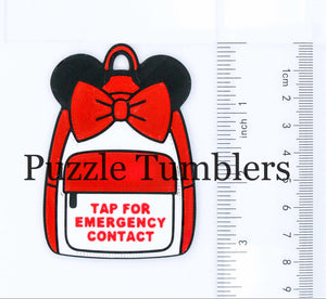 Bow & Ears: Emergency Contact Backpack Tag with NFC Chip – 3D Printed Safety Tag (Shipping in 5-12 days)