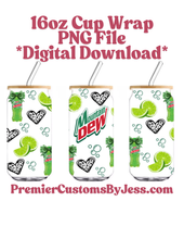 Load image into Gallery viewer, DIGITAL DOWNLOAD - 16oz Diet Mt Dew Glass Can Wrap PNG File *NO Physical Product
