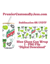 Load image into Gallery viewer, DIGITAL DOWNLOAD - 16oz Diet Mt Dew Glass Can Wrap PNG File *NO Physical Product