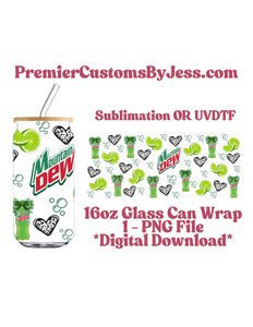 DIGITAL DOWNLOAD - 16oz Diet Mt Dew Glass Can Wrap PNG File *NO Physical Product