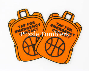 Basketball: Emergency Contact Backpack Tag with NFC Chip – 3D Printed Safety Tag (Will Ship in 5-12 days)