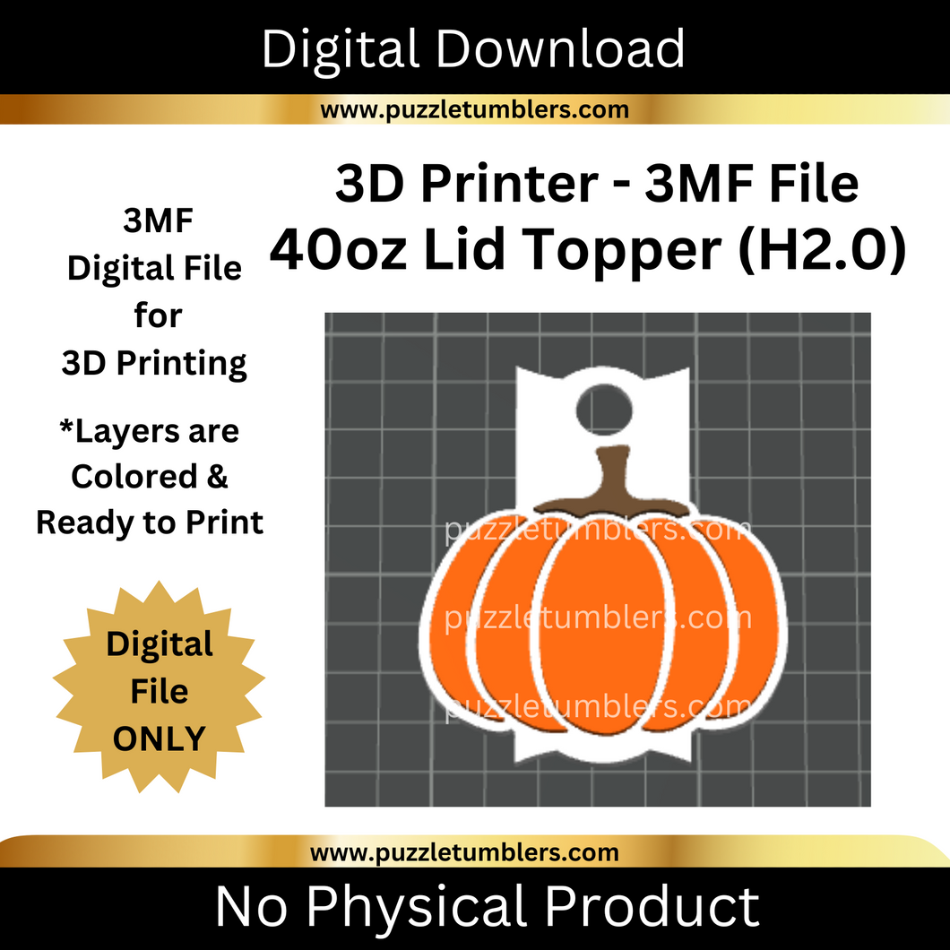 DIGITAL (3MF File): Cute Round Pumpkin - 40oz Tumbler Topper 2.0
