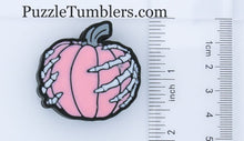 Load image into Gallery viewer, 3D Printed Pumpkin with Skeleton Hands Straw Topper - 40oz Straw = 10mm