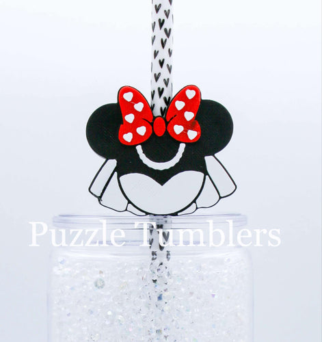 3D Printed Mouse Bride Straw Topper - 40oz Straw = 10mm