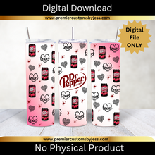 Load image into Gallery viewer, DIGITAL DOWNLOAD BUNDLE - 20oz Skinny Texas Soda Cherry Bow Coquette Tumbler Wrap PNG, 20oz Skinny Tumbler Design, Pink Bows, Sublimation Wrap, Coquette Soda Digital File  *PNG FILE ONLY