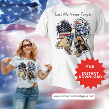 Load image into Gallery viewer, DIGITAL DOWNLOAD - Coquette American PNG, Honor the Brave PNG, Memorial Day Coquette Bow Png
