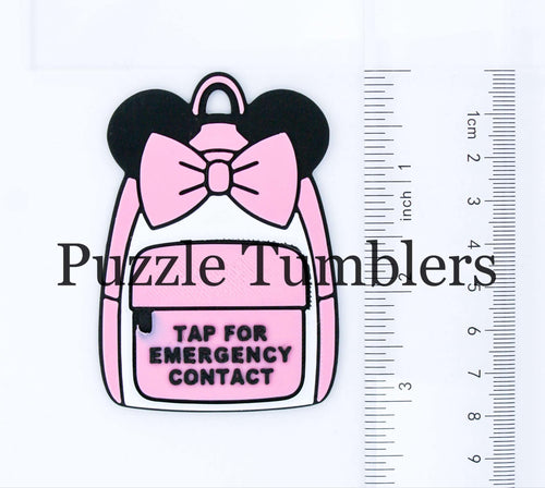 Bow & Ears: Emergency Contact Backpack Tag with NFC Chip – 3D Printed Safety Tag (Shipping in 5-12 days)