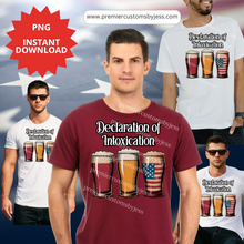 Load image into Gallery viewer, DIGITAL DOWNLOAD - &quot;Declaration of Intoxication&quot; Red White and Brew Funny Beer PNG