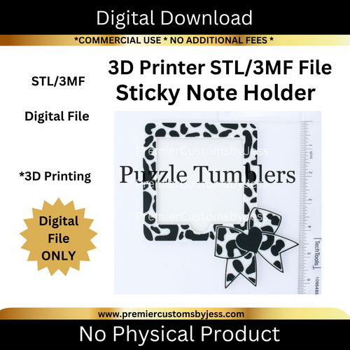 DIGITAL (STL & 3MF Files): Cow Leopard Sticky Note Holder
