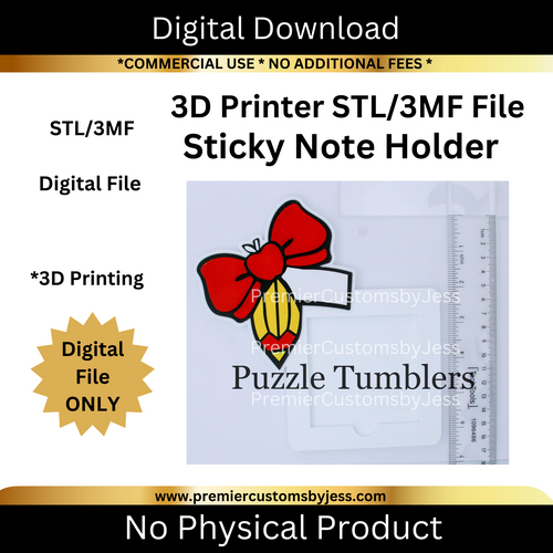 DIGITAL (STL & 3MF Files): Pencil Apple Bow Sticky Note Holder