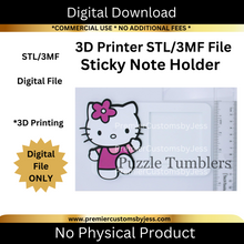 Load image into Gallery viewer, DIGITAL (STL &amp; 3MF Files): Pink Hello Cat Sticky Note Holder
