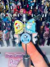 Load image into Gallery viewer, Acrylic Pen Spinners: Dog Character Yellow &amp; Teal Bow