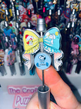 Load image into Gallery viewer, Acrylic Pen Spinners: Dog Character Yellow &amp; Teal Bow
