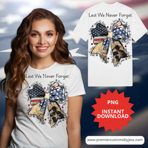 DIGITAL DOWNLOAD - Coquette American PNG, Honor the Brave PNG, Memorial Day Coquette Bow Png