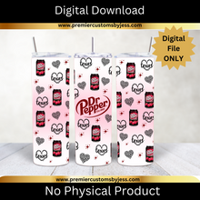 Load image into Gallery viewer, DIGITAL DOWNLOAD BUNDLE - 20oz Skinny Texas Soda Cherry Bow Coquette Tumbler Wrap PNG, 20oz Skinny Tumbler Design, Pink Bows, Sublimation Wrap, Coquette Soda Digital File  *PNG FILE ONLY