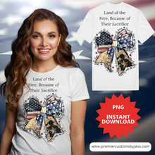 Load image into Gallery viewer, DIGITAL DOWNLOAD - Coquette American PNG, Honor the Brave PNG, Memorial Day Coquette Bow Png