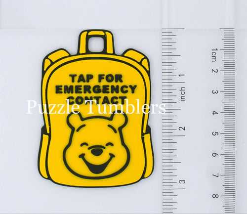 Bear Character: Emergency Contact Backpack Tag with NFC Chip – 3D Printed Safety Tag (Will Ship in 5-12 days)