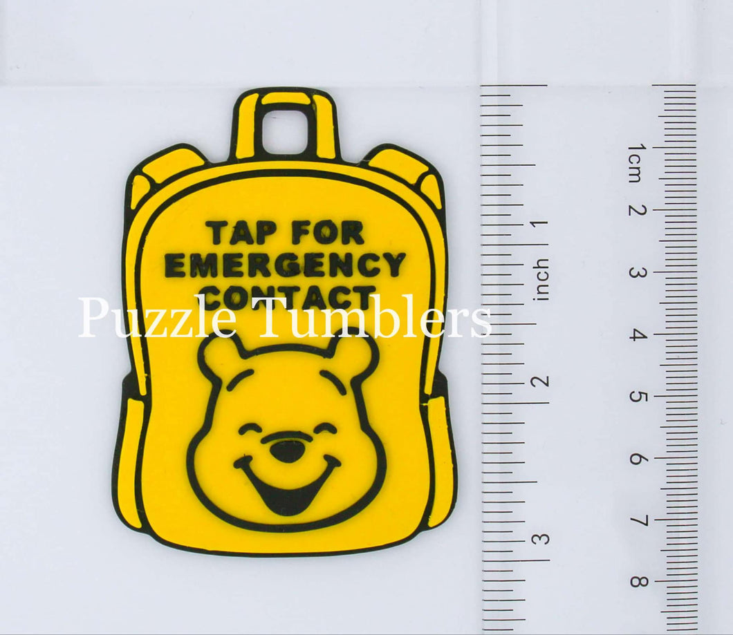 Bear Character: Emergency Contact Backpack Tag with NFC Chip – 3D Printed Safety Tag (Will Ship in 5-12 days)