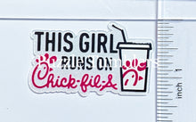 Load image into Gallery viewer, Acrylic Flat Back: This Girl Runs on Chickn