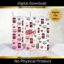 Load image into Gallery viewer, DIGITAL DOWNLOAD BUNDLE - 20oz Skinny Texas Soda Cherry Bow Coquette Tumbler Wrap PNG, 20oz Skinny Tumbler Design, Pink Bows, Sublimation Wrap, Coquette Soda Digital File  *PNG FILE ONLY