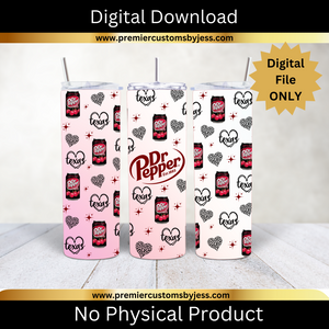 DIGITAL DOWNLOAD BUNDLE - 20oz Skinny Texas Soda Cherry Bow Coquette Tumbler Wrap PNG, 20oz Skinny Tumbler Design, Pink Bows, Sublimation Wrap, Coquette Soda Digital File  *PNG FILE ONLY