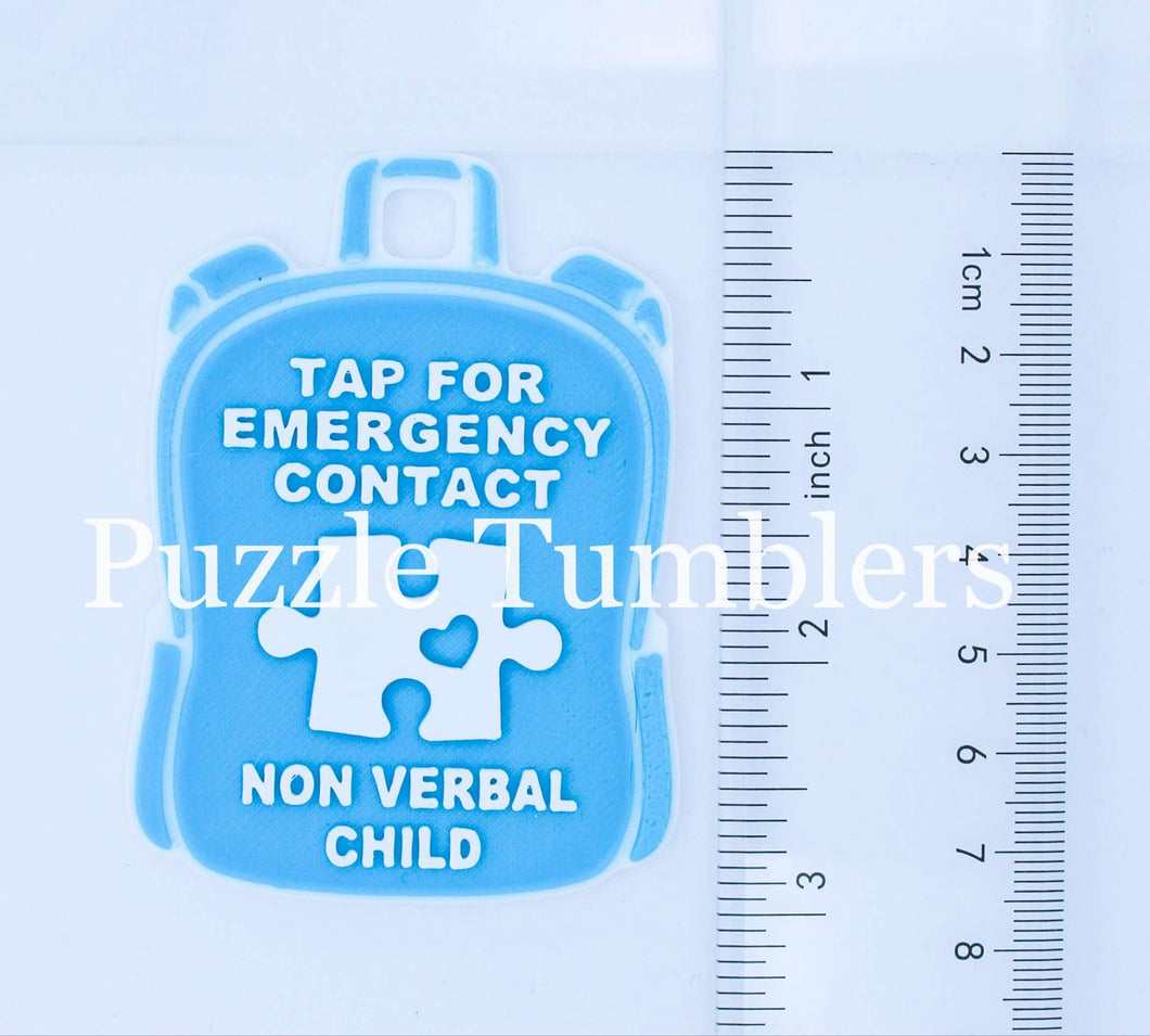 Autism (Non-Verbal): Emergency Contact Backpack Tag with NFC Chip – 3D Printed Safety Tag (Will Ship in 5-12 days)