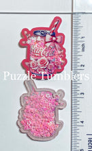 Load image into Gallery viewer, Acrylic Flat Back Shakers: Pink Soda with Flowers (SH #4)