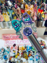 Load image into Gallery viewer, Acrylic Pen Spinners: Purple &amp; Teal Cherry Bow