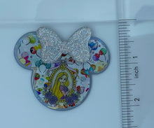 Load image into Gallery viewer, Acrylic Flat Back: Silver Bow Purple Princess Mouse Shape