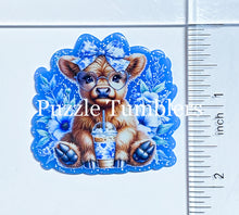 Load image into Gallery viewer, Acrylic Flat Back: Highland Cow with Coffee Drink