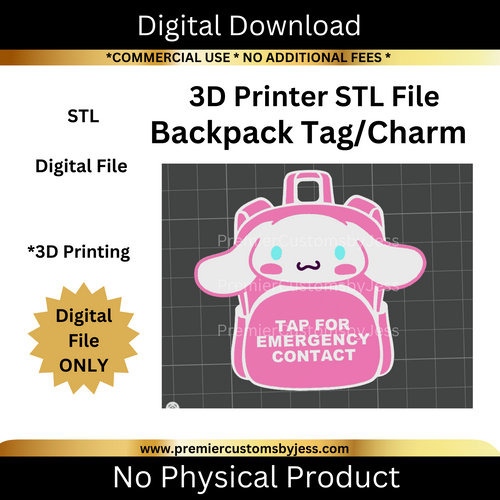 DIGITAL (STL & 3MF Files): Cinnamon Backpack Tag - NFC Sticker NOT Included