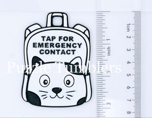 Cat with Face: Emergency Contact Backpack Tag with NFC Chip – 3D Printed Safety Tag (Will ship in 5-12 days)