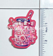Load image into Gallery viewer, Acrylic Flat Back Shakers: Pink Soda with Flowers (SH #4)