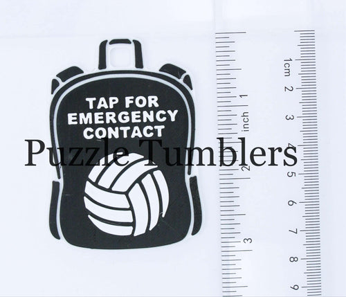 Volleyball: Emergency Contact Backpack Tag with NFC Chip – 3D Printed Safety Tag (Will ship in 5-12 days)