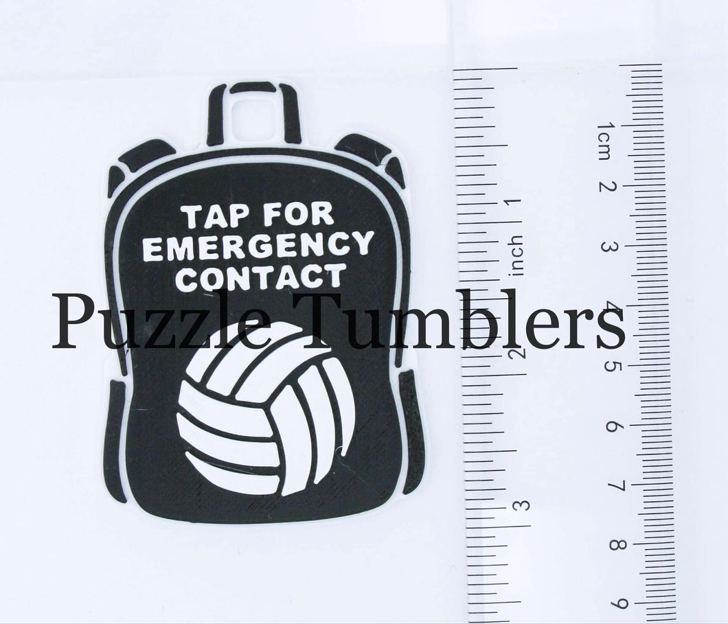 Volleyball: Emergency Contact Backpack Tag with NFC Chip – 3D Printed Safety Tag (Will ship in 5-12 days)