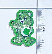 Load image into Gallery viewer, Acrylic Flat Back Shakers: Green Bear Shamrock (SH #17C)