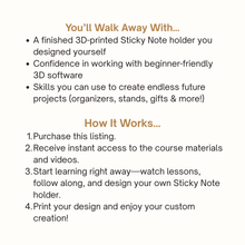 Load image into Gallery viewer, ✨ Beginner 3D Printing Course + 35 FREE BONUS FILES | Design &amp; Create Your Own Leopard Sticky Note Holder | Step-by-Step Online Class