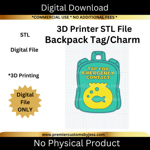 DIGITAL (STL & 3MF Files): Backpack Tag - NFC Sticker NOT Included
