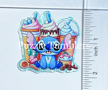 Load image into Gallery viewer, Acrylic Flat Back: Blue Alien Coffee Drinks