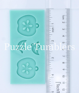 CUSTOM MOLD: Small Apple with Leaf Earring Mold *May have a 14 Day Shipping Delay (B110)