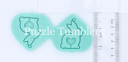 CUSTOM MOLD: Easter Bunny Outline with Heart Earring Mold *May have a 14 Day Shipping Delay (B111)