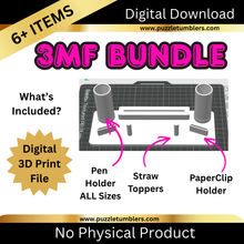 Load image into Gallery viewer, DIGITAL (3MF File): 3D Printed Badge Reel Display Stand Combo | Pen Holder | Straw Topper | Paper Clip | Digital Download