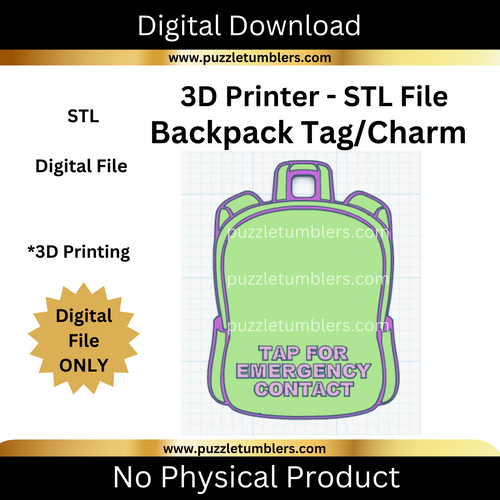 3D Printed Backpack NFC Tag - STL 3MF Digital File