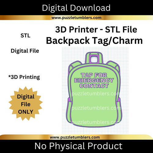 DIGITAL (3MF File): Words on Top Backpack Tag - NFC Sticker NOT Included