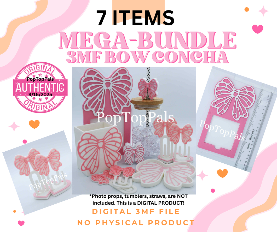 DIGITAL (3MF File): Cute Bow Concha BUNDLE (7 Items)