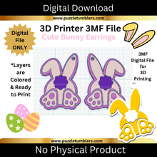 Load image into Gallery viewer, DIGITAL (3MF File): Cute Bunny Easter Keychain &amp; Earrings