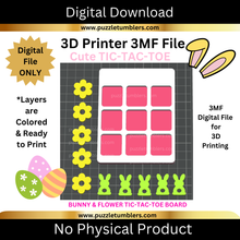 Load image into Gallery viewer, DIGITAL (3MF File): Cute Bunny Tic-Tac-Toe Game
